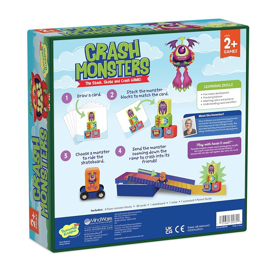 Amazon.com: Peaceable Kingdom Crash Monsters Toddler Game